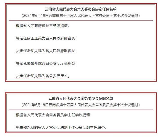 最新云南人事任命动态公布